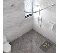 Peakjune Barra Cortina Ducha Esquina L, Ajustable, Acero Inoxidable, Plata, 60-90*60-90cm