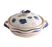 Peakjune Cazuela de Cerámica Japonesa,Olla Redonda de Barro,Cazuela de cerámica for el hogar,Olla de cerámica for cocinar,Resistencia a Altas temperaturas,para Hacer sopas,cocinar arroz y guisos