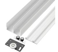 Peakjune Riel Puerta Corredera,Kit De Herrajes para Puertas Corredizas,Carril Puerta Corredera,Riel De Puerta Corrediza De Doble Riel,Herraje para Puerta Corredera Kit,para Puertas Correderas