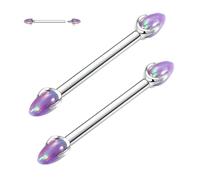 PEAKLINK Piercing para pezón y barra de titanio de 14 g, joyería de piercing de puente de ópalo de circonita cúbica, rosca interna recta, 12-18 mm, Titanio, otro