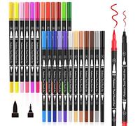 Peakness Rotuladores Lettering Profesionales de 24 Colores, Pincel Doble Punta con Libro de Dibujo, Rotuladores Acuarelables para Graffiti, Caligrafía, Dibujo, Lettering para Niños y Adultos