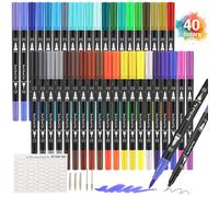 Peakness Rotuladores Lettering Profesionales de 40 Colores, Pincel Doble Punta, Rotuladores Acuarelables para Graffiti, Caligrafía, Dibujo, Lettering para Niños y Adultos