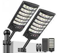 PEAKRO Farolas Solares Exterior, 6000K Farola Solar con Sensor de Movimiento, Control Remoto, IP67 Impermeable Luz Solar Exterior Jardín, Lampara Solar Foco LED Solar para Patio Garage, 2 Paquetes