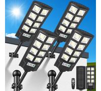 PEAKRO Farolas Solares Exteriores, 600W Potente Luz Solare Exterior con Sensor de Movimiento,Control Remoto, 6500K LED Focos Solares Exterior Impermeable Lampara Solar para Jardín Garaje, 4 Paquete