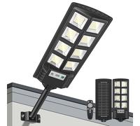 PEAKRO Farolas Solares Exteriores, Potente 600W Farola Solar con Sensor de Movimiento,Control Remoto, 6500K IP65 Impermeable Foco Solar Lampara LED Luz de Seguridad para Jardín, Patio, Garage