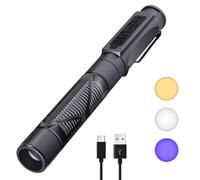 PEAKRO Linterna de bolígrafo médica, recargable, USB, luz de 3 colores, linterna LED portátil con clip de bolsillo para enfermeras, estudiantes, médicos