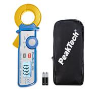 PeakTech 1636 Pinza de Corriente de Fuga AC 200A, 100 µA Resolución, Pinza Amperimétrica Profesional, Detector de Fugas Eléctricas, LCD, CAT II 600V