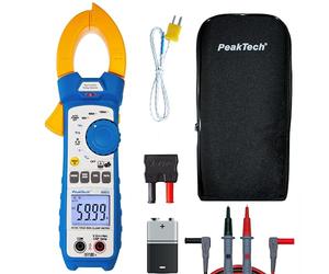 PeakTech 1665 - Pinza amperimétrica RMS 1000A AC/DC lámpara LED, 6000 cuentas, multímetro digital, TUV/GS, pinza de corriente, medidor de voltaje, amperímetro, probador de continuidad - Máx 600 V