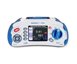 PeakTech 2755 - Probador de instalación VDE-0100 con Bluetooth, USB y tarjeta SD, multifunción según VDE con pantalla TFT a color de 3.5" IP 65, memoria interna, app para iOS y Android - CAT III 600V