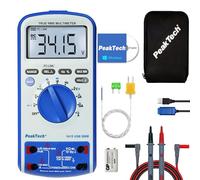 PeakTech, 3415, Multímetro digital True RMS 6000 contadores con USB, comprobador de continuidad, temperatura y autorrango, Cat III 1000V/ CAT IV 600V