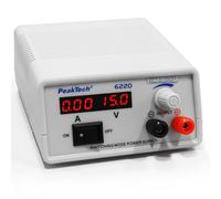 PeakTech, 6220 Mini fuente de alimentación conmutada CC ajustable 1,5V, 15V / 2A, fuente de alimentación de laboratorio con pantalla LED, P 6220
