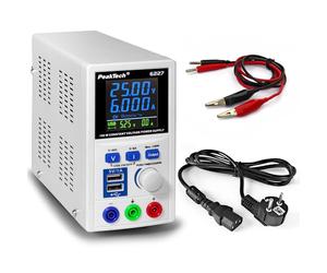 PeakTech P 6227 - DC switching power supply 0-60 V / 0-6 A with color LCD & 2 x USB