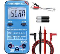 PeakTech, P1073, Multímetro digital True RMS SMART con función Auto-Range, Multímetro digital con pantalla LCD de 4.000 recuentos, Amperímetro preciso mA y rango A hasta 600V AC/DC, CAT III 600V