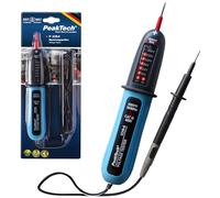 PeakTech, P1094, Comprobador de tensión digital bipolar CA/CC de 12 V a 400 V, Comprobador de corriente de calidad con pantalla LED y señal acústica de advertencia, Voltímetro con clase de protección