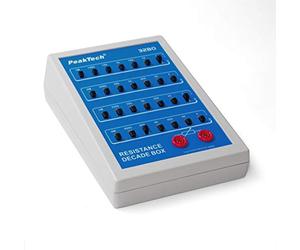 PeakTech, P3280, Década de resistencia de 1Ω a 11.111 MΩ y resolución de 1Ω, Resistencias con potencia máxima de 2W y precisión del 1%, Resistencia de control interna de 0,3 Ω