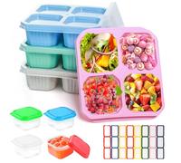 PEAKTOP 4 Piezas Snack Box Compartimentos, Caja De Snacks Con Compartimentos Niños Adulto, Portátil Caja De Almacenamiento De Aperitivos, Cajas Para Snacks Para Caramelos Frutos Secos Frutas