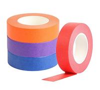 PEAKTOP 4 Rollos Cinta de Papel Arcoíris, Cinta Carrocero Colores, Grabables Washi Tape, Cintas Adhesiva Decorativa Pared para Manualidades, Etiquetado, Decoración de Bricolaje, Pintura Manualidades