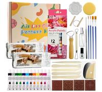 PEAKTOP Juego de alfarería para el hogar, juego de alfarero para niños y adultos, cerámica sin quemar, arcilla autosecada, DIY creativo para pintar cerámica juego de manualidades para cumpleaños y