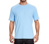 Peakwell Hombres Camiseta Protección UV Rashguard UPF 50+ Camisetas Deportivas T-Shirt Outdoor Manga Corta, Azul Cielo, M