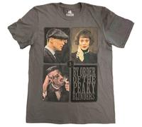 Peaky Blinders - Camiseta Cuadros de Retratos de Algodón para Adultos Unisex (XXL) (Gris Carbón)