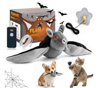 Pealeaf Murciélago Volador para Perros y Gatos, Juguete Interactivo de Peluche Recargable por USB con alas móviles, Hierba gatera y Gancho para perseguir en Interior (1PC)