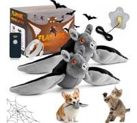 Pealeaf Murciélago Volador para Perros y Gatos, Juguete Interactivo de Peluche Recargable por USB con alas móviles, Hierba gatera y Gancho para perseguir en Interior (2PCS)