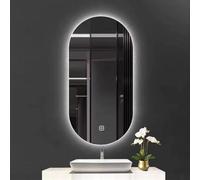 Pealihuy Espejo Ovalado Iluminado de 40 x 70 cm, 40 x 80 cm, 50 x 80 cm, 60 x 90 cm, Espejo de baño con luz LED, Espejo de Pared Moderno sin Marco, luz Regulable de 3 Colores, botón táctil, Dos estil