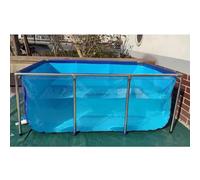 Pealihuy Estanques elevados para acuarios con Ventana Transparente, Revestimiento de Lona de PVC con Estructura de Acero, Tanque de retención para cría de Tortugas koi, Azul, 150 x 100 x 71 cm