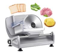 pealiritansemen Cortadora De Fiambres Eléctrica, Cortadora Eléctrica De Alimentos para Fiambres De 200 W para Uso Doméstico, con Cuchillas De Acero Inoxidable Extraíbles, para Panecillos De Cordero