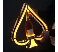 pealiritansemen Expositor LED para Botellas De Licor, Expositor De Botellas De Vino As De Picas, Recargable, Acrílico + Acero Inoxidable, Luz Amarilla Cálida - Un Color, para Bares, Fiestas
