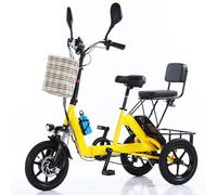 Pealiritansemen Triciclo eléctrico de 3 ruedas, plegable con asiento para adultos, con espejo retrovisor y contactor de llave,neumáticos de 14 pulgadas, pantalla LCD, para viajes en el hogar, trabajo