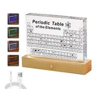 PEALOV Tabla Periodica Con Elementos Reales,Tabla periódica de 83 Elementos,Pantalla de Tabla Periódica Acrílica con Base de Luces LED de Colores,for Profesores,Estudiantes y Niños,Periodic Table
