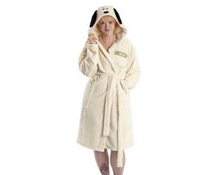 Peanuts Bata de baño con capucha de Snoopy para mujer, color crema | Ropa de estar por casa de polar de manga larga con orejas 3D | Pijama acogedor con dibujos animados