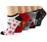 Peanuts Calcetines casuales para mujer, Negro navideño, 36-38