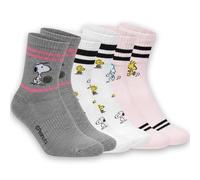 Peanuts Calcetines Mujer 3 Pares | Snoopy Oficial | Talla 36-40 EU (Gris, Rosa, Blanco) | Algodón Suave Antideslizante | Pack de 3 Pares