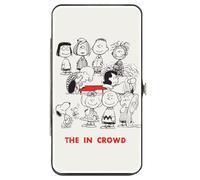 Peanuts - Cartera con bisagras, Peanuts Gang the In Crowd Group Pose blanco, negro y rojo, cuero vegano, Blanco, 7" x 4", Casual