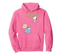 Peanuts - Chaqueta Acolchada Snoopy Patchwork Sudadera con Capucha, Unisex para Adultos, Rosa Brillante, S