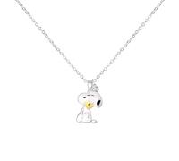 Peanuts Collar de mujer Snoopy y Woodstock 3D, chapado en plata, 40,5 + 5,0 cm - Licencia Oficial