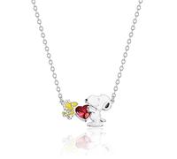 Peanuts Collar Snoopy para mujer de 45,7 cm, joyería Snoopy con colgante de madera, luna o corazón, licencia oficial, Latón, Cristal