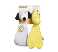 Peanuts for Pets Snoopy & Woodstock - Juego de juguetes de peluche para perros, cabezas chirriantes, cuerpos arrugados sin relleno, juguetes masticables divertidos y duraderos para todos los perros,