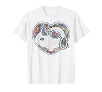 Peanuts Groovy Vibes Snoopy Love Heart Shades Festival Retro Camiseta