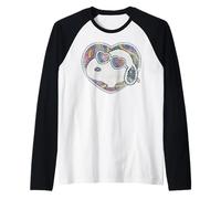 Peanuts Groovy Vibes Snoopy Love Heart Shades Festival Retro Camiseta Manga Raglan