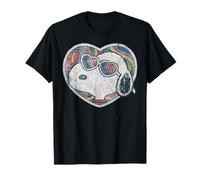 Peanuts Groovy Vibes Snoopy Love Heart Shades Retro Festival Camiseta