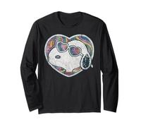 Peanuts Groovy Vibes Snoopy Love Heart Shades Retro Festival Manga Larga