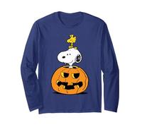 Peanuts Halloween Snoopy Y Woodstock Manga Larga, Unisex para Adultos, Azul Marino, XXL