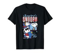 Peanuts Las Muchas Caras De Snoopy Camiseta, Hombre, Negro, 4XL