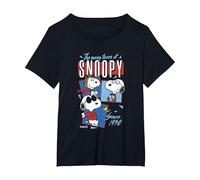 Peanuts Las Muchas Caras De Snoopy Camiseta, Mujer Tallas Grandes, Negro, 1XL Grande