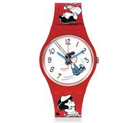 Peanuts Lucy Klunk Reloj con correa de silicona roja esfera blanca SO28Z106