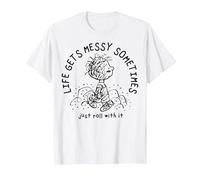 Peanuts - Pigpen Life se Pone desordenado a Veces Simplemente Rueda con él Camiseta, Hombre, Blanco, M