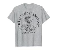 Peanuts - Pigpen Life se Pone desordenado a Veces Simplemente Rueda con él Camiseta, Hombre, Gris Jaspeado, XL